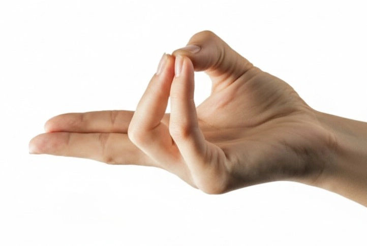 A hand forming Prana Mudra, symbolizing the activation of life force energy.